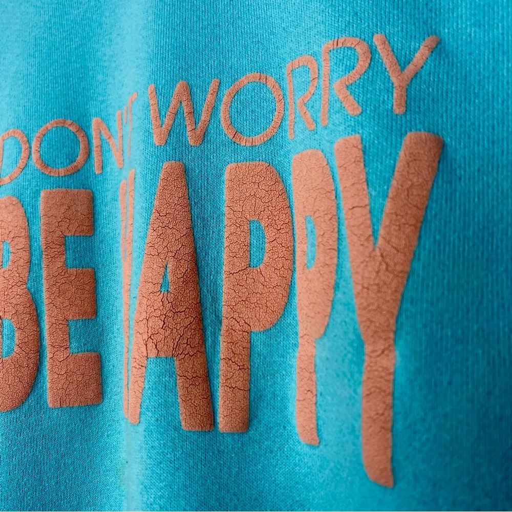 Vintage 80’s Don’t Worry Be Happy Baby Blue Crewneck Sweatshirt Made In USA XL - Picture 4 of 8